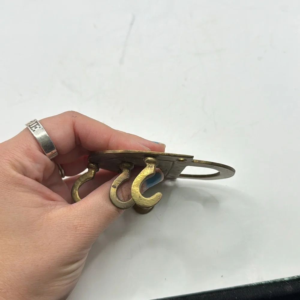 Vintage Gold Tone Brass Lock Key Holder Wall Decor Collectible
